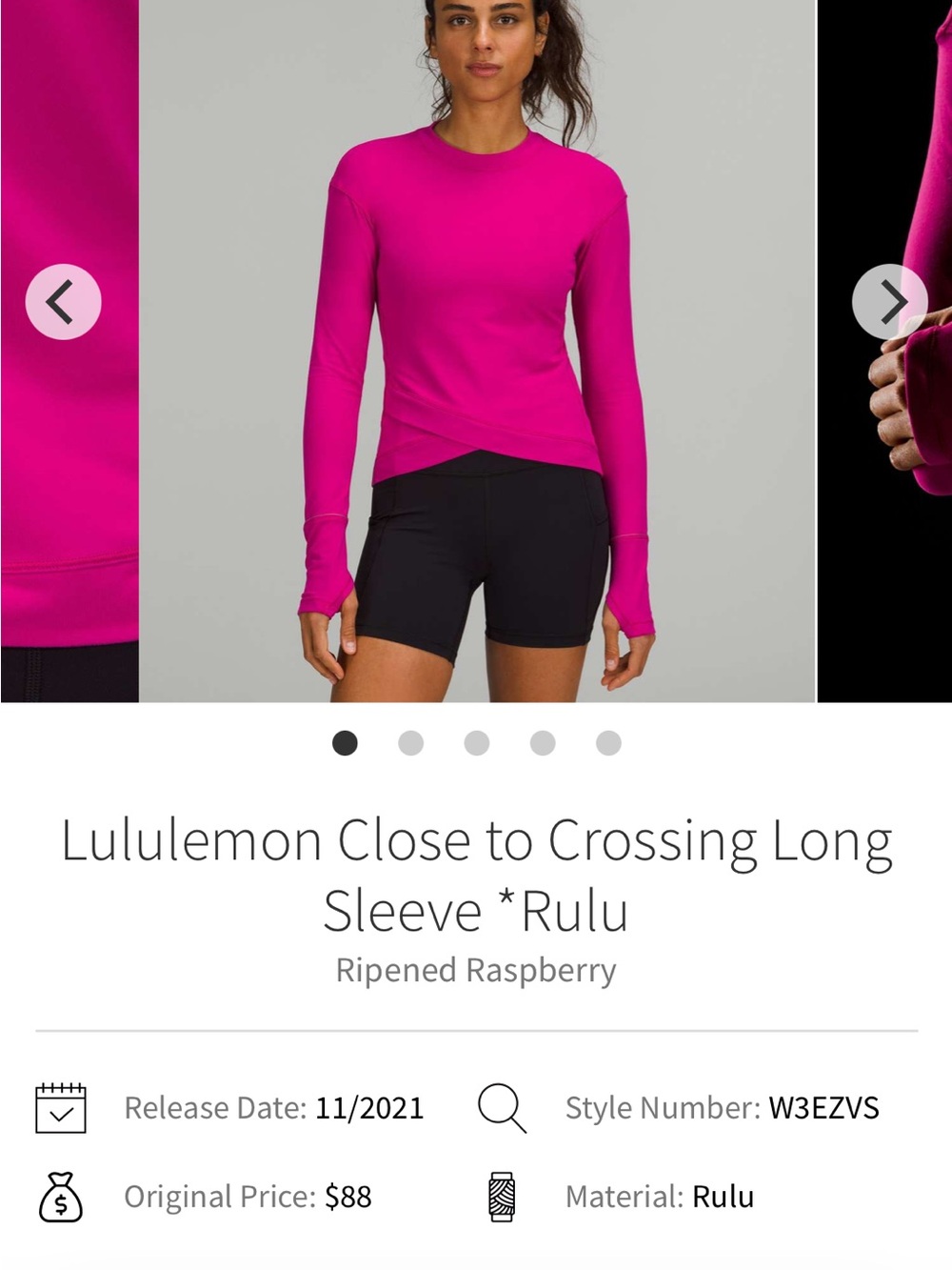 lululemon athletica Long Sleeve Top - Bright Raspberry Pink